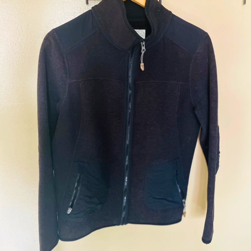 GreenTea Micro Fleece Jacket Coat Size M Black Full Zip